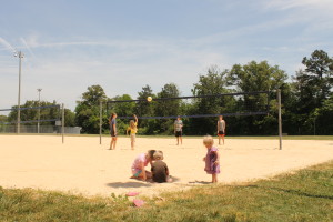 The big kids played volleyball while the 'littles' just played in the sand.