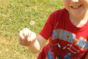 After awhile, he did get up and pick me some beautiful flowers.