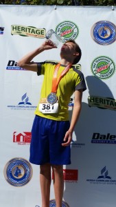 For winning his age group, he got a beer stein. I guess he'll be using it for root beer floats for the next several years.